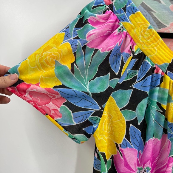 Lorraine Vintage All Over Floral Midi Night Gown Boho Tropical Boho Women Large - Picture 5 of 7